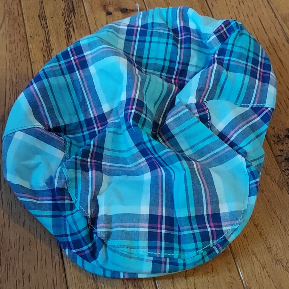 TCP aqua blue plaid Page Boy Golfer cap hat 4-6